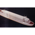 Entwurf für ein 105m Binnenfahrgastschiff, 1964, Diplomarbeit Zeichnung