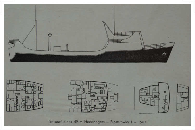 Entwurf der Elbewerft Boizenburg 1963, Zeichnung
