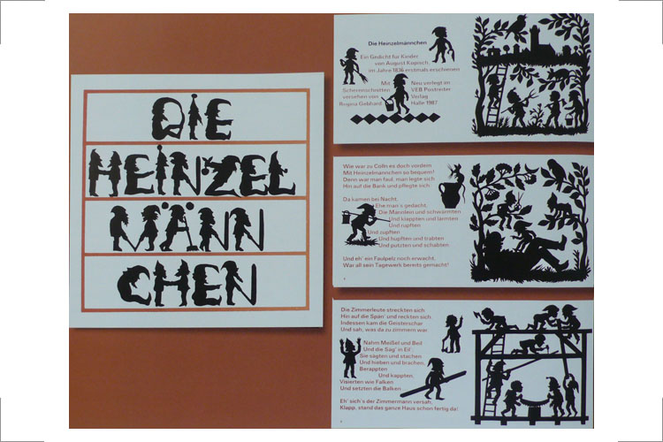 „Die Heinzelmännchen“, Scherenschnitt, VEB Postreiter Verlag Halle, 1987