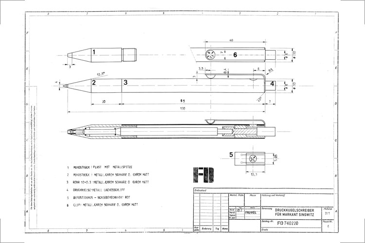 Schreibgerätebaukasten für markant 1974 Kugelschreiber markant 740220