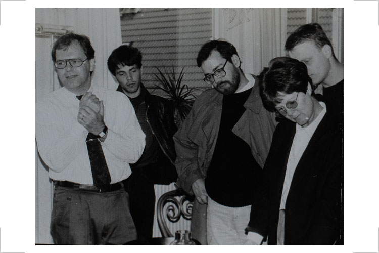Uta Wulsten mit Kollegen und Studenten, um 1989