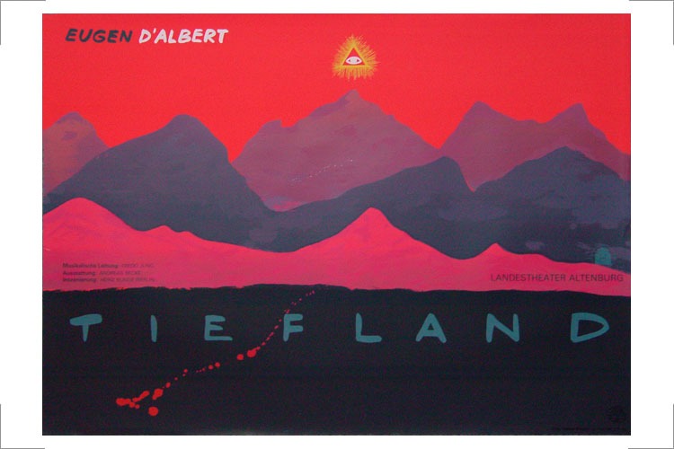 Jutta Damm-Fiedler, Plakat: Tieﬂand, Landestheater Altenburg, Siebdruck D&F, 1975, P1,