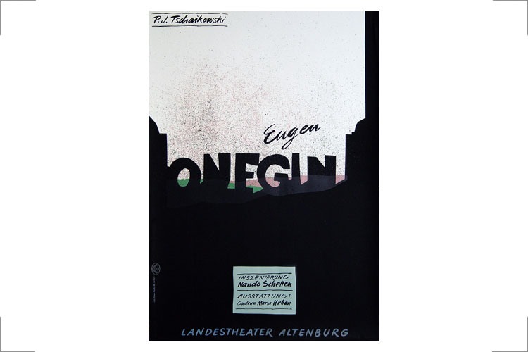 Jutta Damm-Fiedler, Plakat: Eugen Onegin, Landestheater Altenburg. P1, Entwurf 1986, Siebdruck D&F